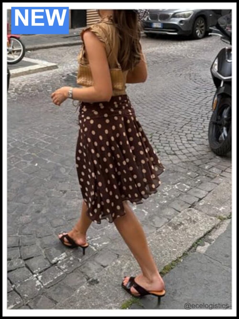 Polka Dots Low Rise Ruched Asymmetrical Ruffle Short Skirt - Picture 2 of 5